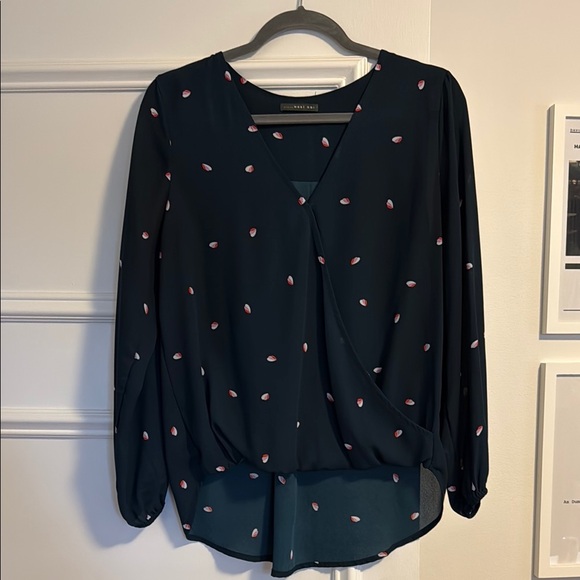 Chic Teal Blouse with Pink Accents - Picture 1 of 4